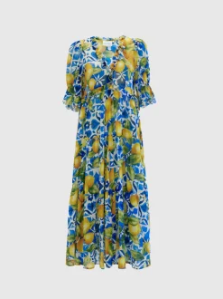 Andiata naisten täyspitkä mekko, ERMINIA DRESS Monivärinen Kuosi