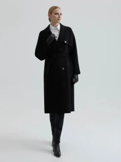 Andiata Naisten Villakangastakki, LEVIA COAT 100% WOOL Musta