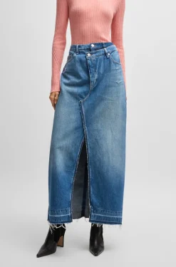 Boss orange naisten hame, LONG DENIM SKIRT Indigo