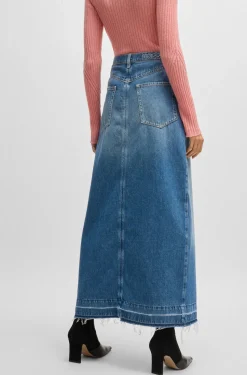 Boss orange naisten hame, LONG DENIM SKIRT Indigo