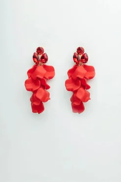 Bow 19 korvakorut, LEAF STONE EARRINGS Punainen