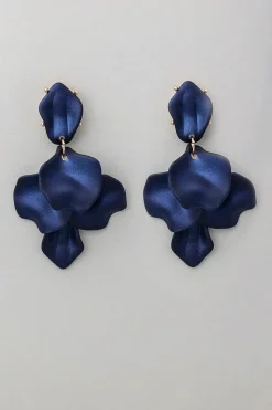 Bow 19 korvakorut PEARL LEAF EARRINGS, tummansininen