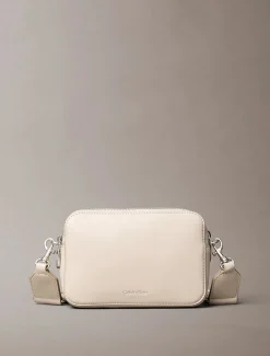Calvin Klein Accessories naisten laukku Webbing Double Strap Camera Bag, vaalea beige