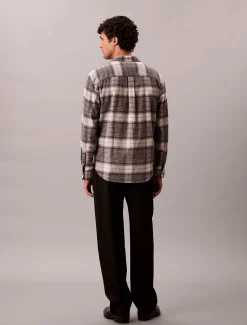 Calvin Klein Jeans miesten kauluspaidat LS BRUSHED PLAID EASY SHIRT, harmaa ruutu