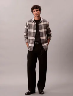 Calvin Klein Jeans miesten kauluspaidat LS BRUSHED PLAID EASY SHIRT, harmaa ruutu