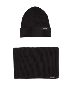 Calvin Klein Jeans Miesten Kaulaliina & Pipo GS CLASSIC COTTON SCARF AND BEANIE, musta