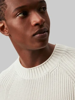 Calvin Klein Jeans Miesten Neulepusero, SOFT UTILITY RAGLAN SWEATER Valkoinen