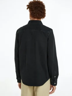 Calvin Klein Jeans Miesten Paitatakki, REGULAR LINEAR SHIRT Hiilenmusta