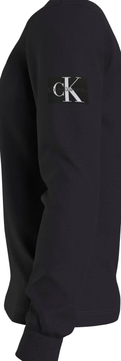 Calvin Klein Jeans Miesten Paita, MONOLOGO BADGE WAFFLE LS TEE Musta