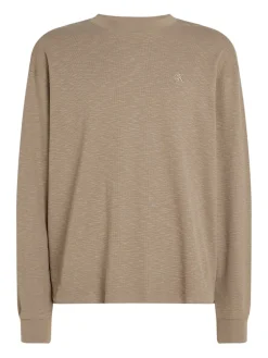 Calvin Klein Jeans Miesten Paita, SLUB RIB LS Vaalea Beige