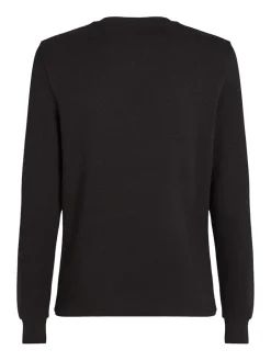 Calvin Klein Jeans Miesten Paita, WOVEN TAP WAFFLE LS TEE Musta
