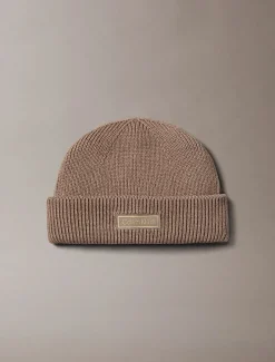 Calvin Klein Jeans miesten pipo, PATCH CHUNKY RIB COTTON DOCKER B Kaakaonruskea