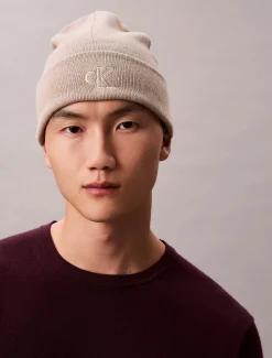 Calvin Klein Jeans miesten pipo, CK FINE RIB BEANIE Luonnonvalkoinen