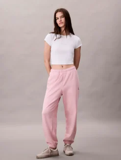 Calvin Klein Jeans naisten collegehousut MONOLOGO FRENCH TERRY JOGGER, vaaleanpunainen