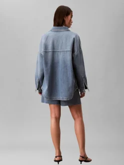 Calvin Klein Jeans naisten farkkupaita DENIM BOYFRIEND SHIRT OVERNIGHT, sininen