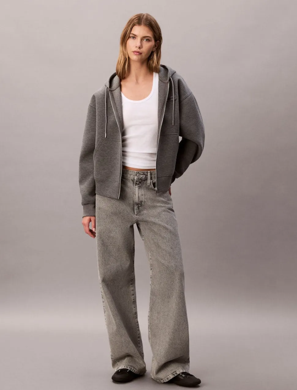 Calvin Klein Jeans naisten huppari, LS SCUBA HOODIE Vaaleanharmaa