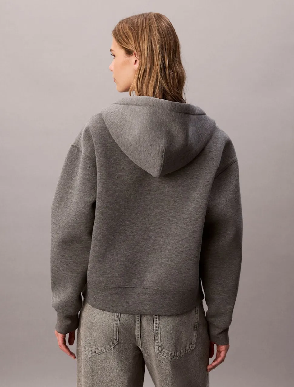 Calvin Klein Jeans naisten huppari, LS SCUBA HOODIE Vaaleanharmaa