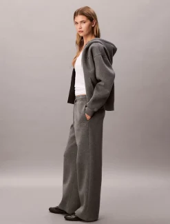 Calvin Klein Jeans naisten joggerit, SCUBA WIDE LEG PANT Vaaleanharmaa