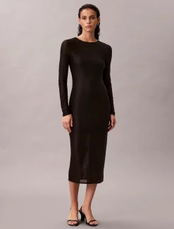 Calvin Klein Jeans naisten mekko LS AOP Lace Maxi Dress, musta