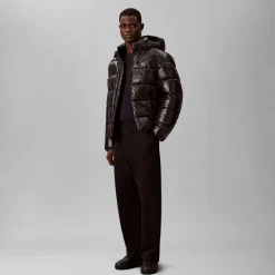 Calvin Klein Menswear LS Glossy Channeled Puffer JKT, musta