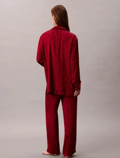 Calvin Klein naisten pyjamapaita, RELAXED AOP SHIRT PUNAINEN
