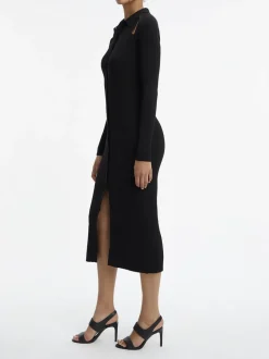 CALVIN KLEIN WOMEN, Naisten Mekko, ICONIC RIB SHIRT MIDI DRESS, Musta