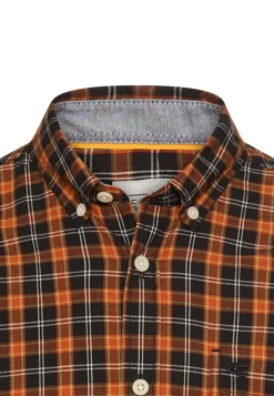 Camel Active miesten kauluspaita, CHECKED LS SHIRT Oranssi Kuosi