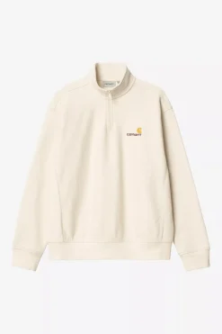 Carhartt miesten collegepaita Half Zip American Script Sweatshirt, luonnonvalkoinen