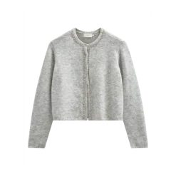 Copenhagen Muse naisten neuletakki IBRA CARDIGAN, vaaleanharmaa