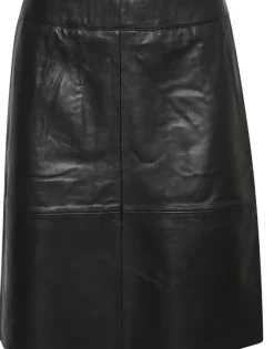 Culture Naisten Hame, CUBERTA LEATHER SKIRT Black