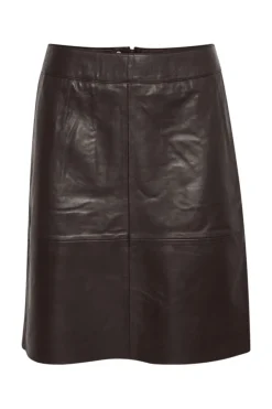 Culture Naisten Hame, CUBERTA LEATHER SKIRT Coffee Bean