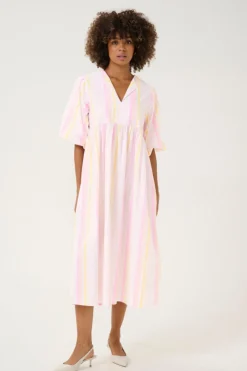Culture naisten mekko, CUBEHA DRESS Pink/Yellow/Lavender
