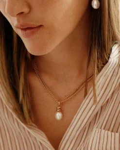 Edblad kaulakoru Swivel Necklace Pearl L, Gold pleated