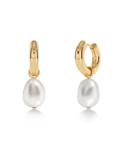 Edblad korvakorut Perla Hoops L Gold, Gold pleated