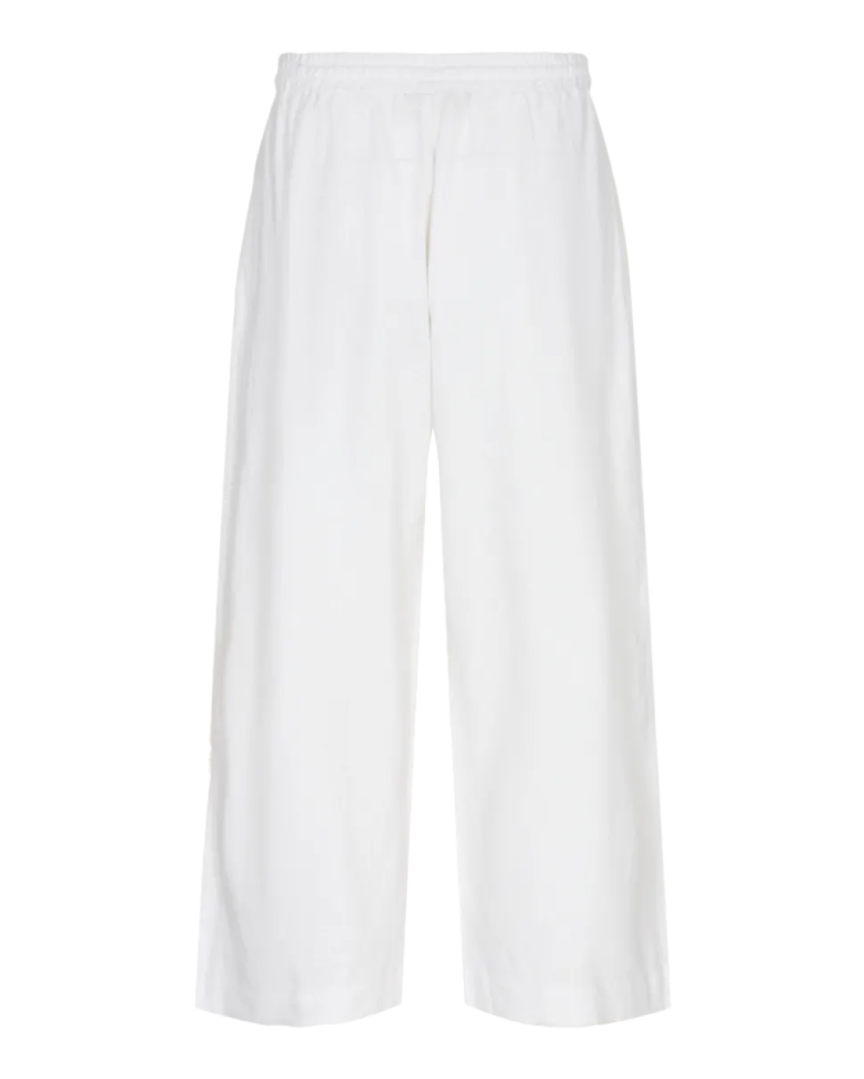 Freequent Naisten housut LA PANT 7/8 LINEN Valkoinen