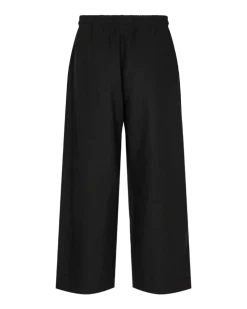 Freequent Naisten housut LA PANT 7/8 LINEN Musta