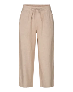 Freequent Naisten housut LA PANT 7/8 LINEN Vaalea Beige