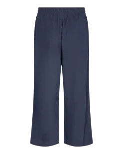 Freequent Naisten housut LA PANT 7/8 LINEN Tummansininen
