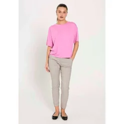 Freequent naisten housut, REX PANT Beige Ruutu