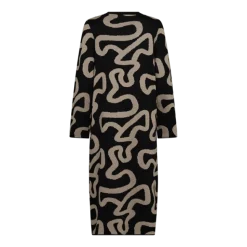 Freequent Naisten Mekko, ANI DRESS Musta Kuosi