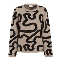 Freequent Naisten Neule, ANI PULLOVER Beige Kuosi