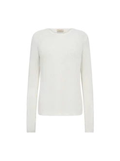 Freequent naisten neulepusero Ellis Pullover O-Neck, valkoinen