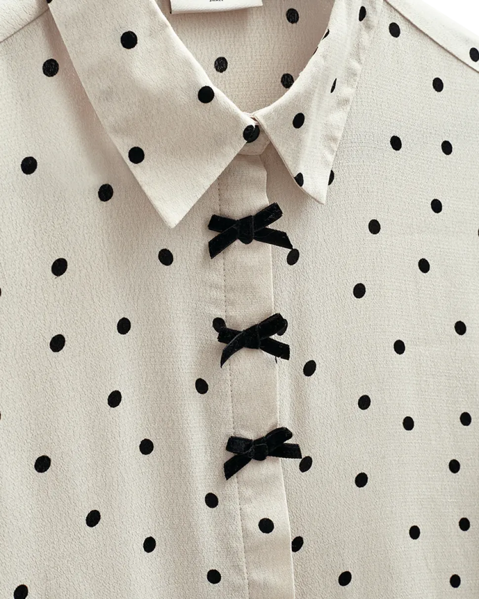 Freequent naisten paitapuserot Lovy Shirt, kuosillinen beige