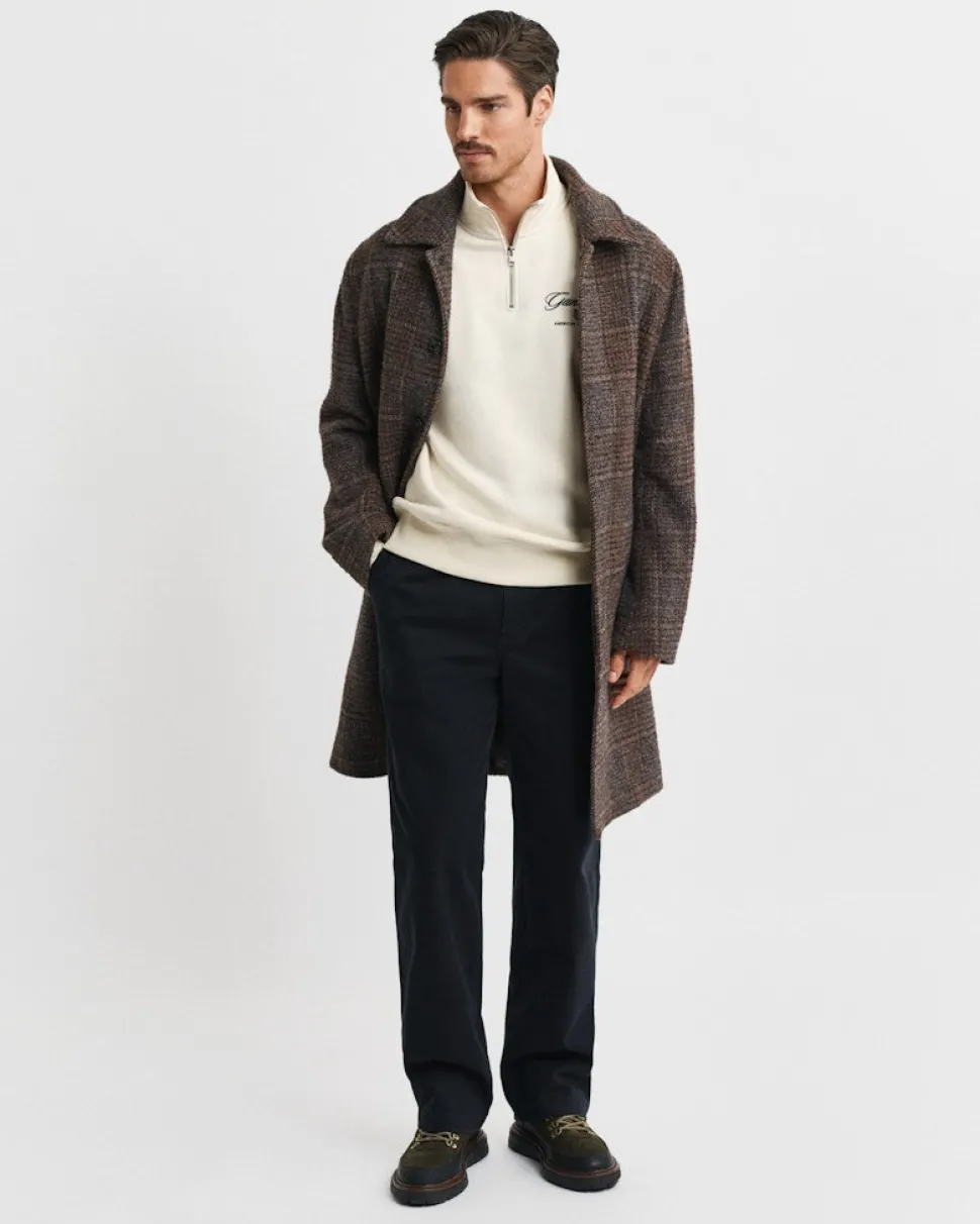 Gant Miesten Collegepusero Graphic Half Zip, Luonnonvalkoinen