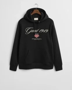 Gant miesten huppari Graphic Hoodies Embroidery, musta
