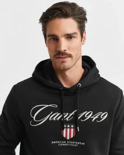 Gant miesten huppari Graphic Hoodies Embroidery, musta