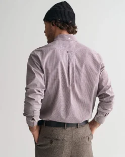 Gant miesten kauluspaita, POPLIN MICRO GINGHAM Viininpunainen Ruutu