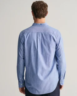 Gant Miesten Kauluspaita REGULAR COTTON LINEN SHIRT Keskisininen