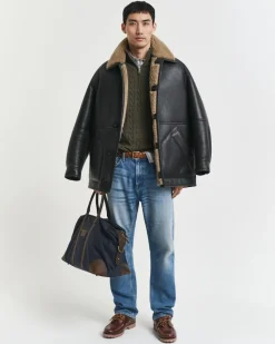 Gant miesten neule, COTTON CABLE HALF ZIP Tummanvihreä