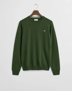 Gant Miesten Neulepaita, SUPERFINE LAMBSWOOL C-NECK Tummanvihreä